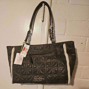 Jessica Simpson brown tote purse 18"x11" NWT